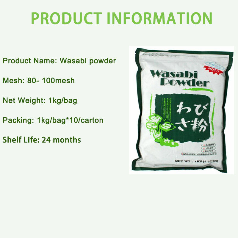 Fabriek OEM Droog Wasabi Kruidenpoeder Kruidig Wasabi Poeder 1 kg per zak Voor Sushi Restaurant