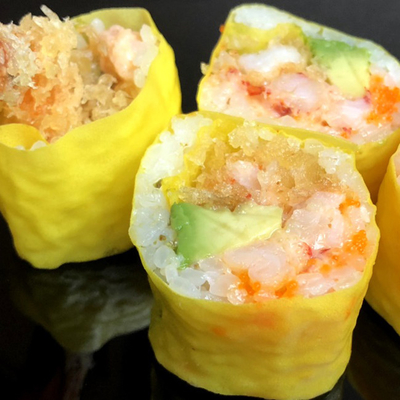 Van de Omslagmamenori van regenboogsushi de Soja van de Bladensushi omfloerst