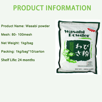 Puur Wasabi poeder 80-100 mesh met pittige en scherpe smaak in 1 kg nettogewicht voor sushi en vis